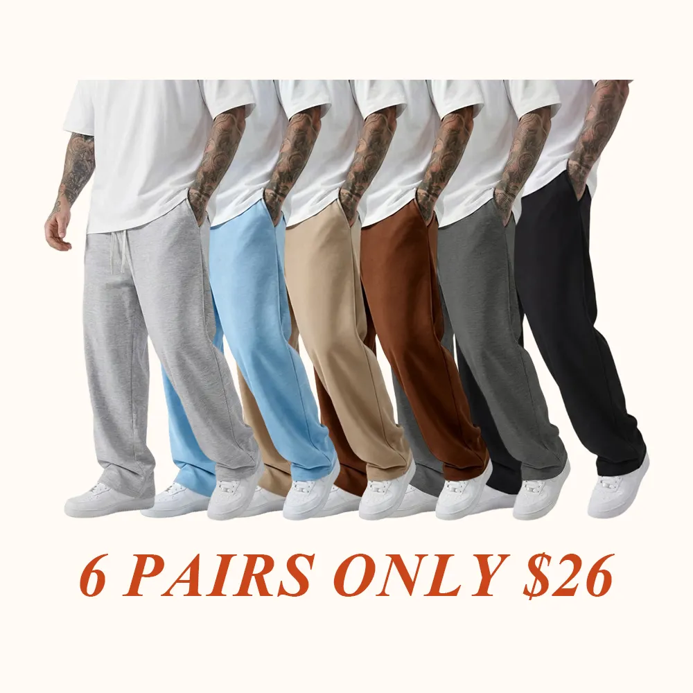 Men's Casual Jogger Pants - Straight-leg loose fit, elastic waistband with drawstring, side pockets