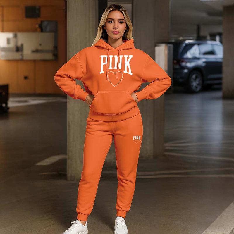 Women's Pink Heart Print Tracksuit