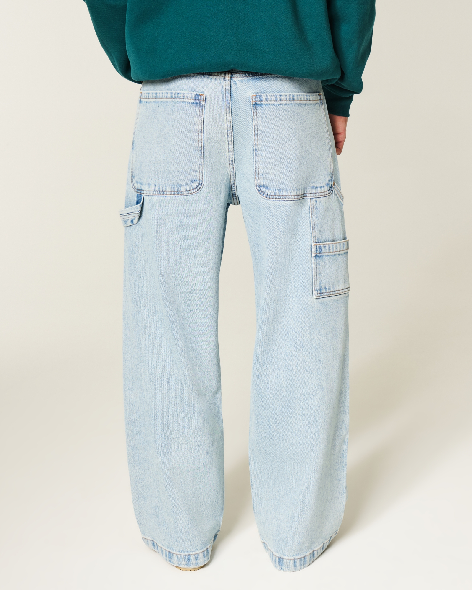 Dark Wash Logo Embroidery Super Baggy Jeans