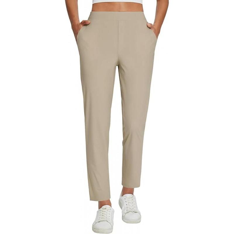 Women’s Breathable Lightweight Ankle-Length Summer Trousers – Stretchy Work Bottoms with Zipper Pockets & UPF 50 Sun Protection (Plus Size Friendly)