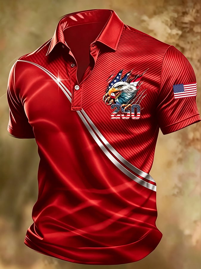 Men's 250th Anniversary Printed Casual Polo Shirt