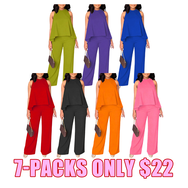 Summer Sleeveless Capri Top & Wide-Leg Pant Set