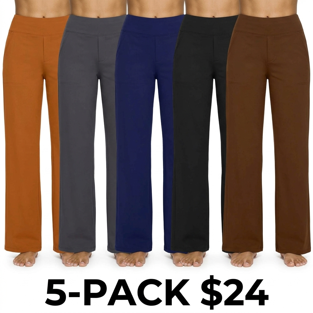 Women's High Waist Wide Leg Pants – Business Casual Yoga Sweatpants with Pockets