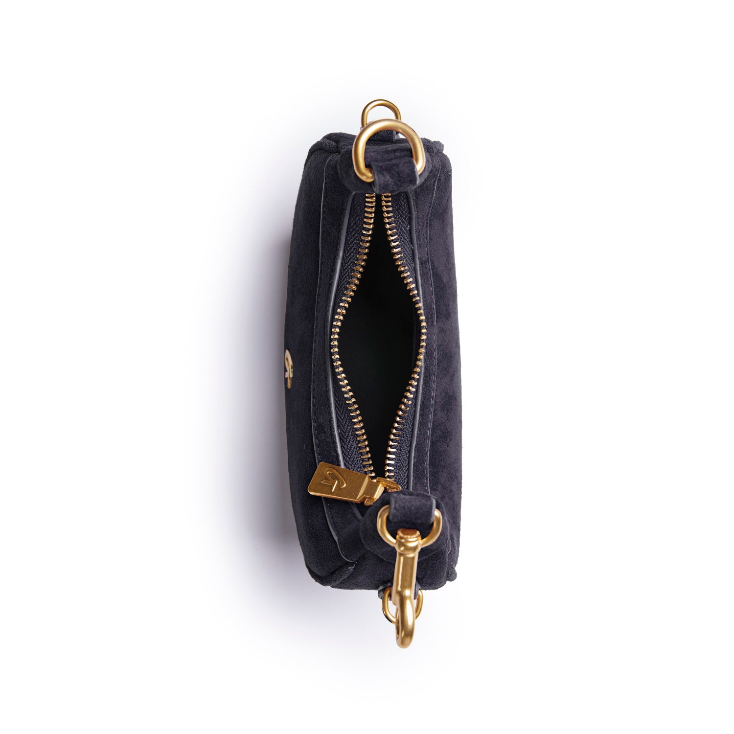 NANO SUEDE HOBO BAG - BLACK