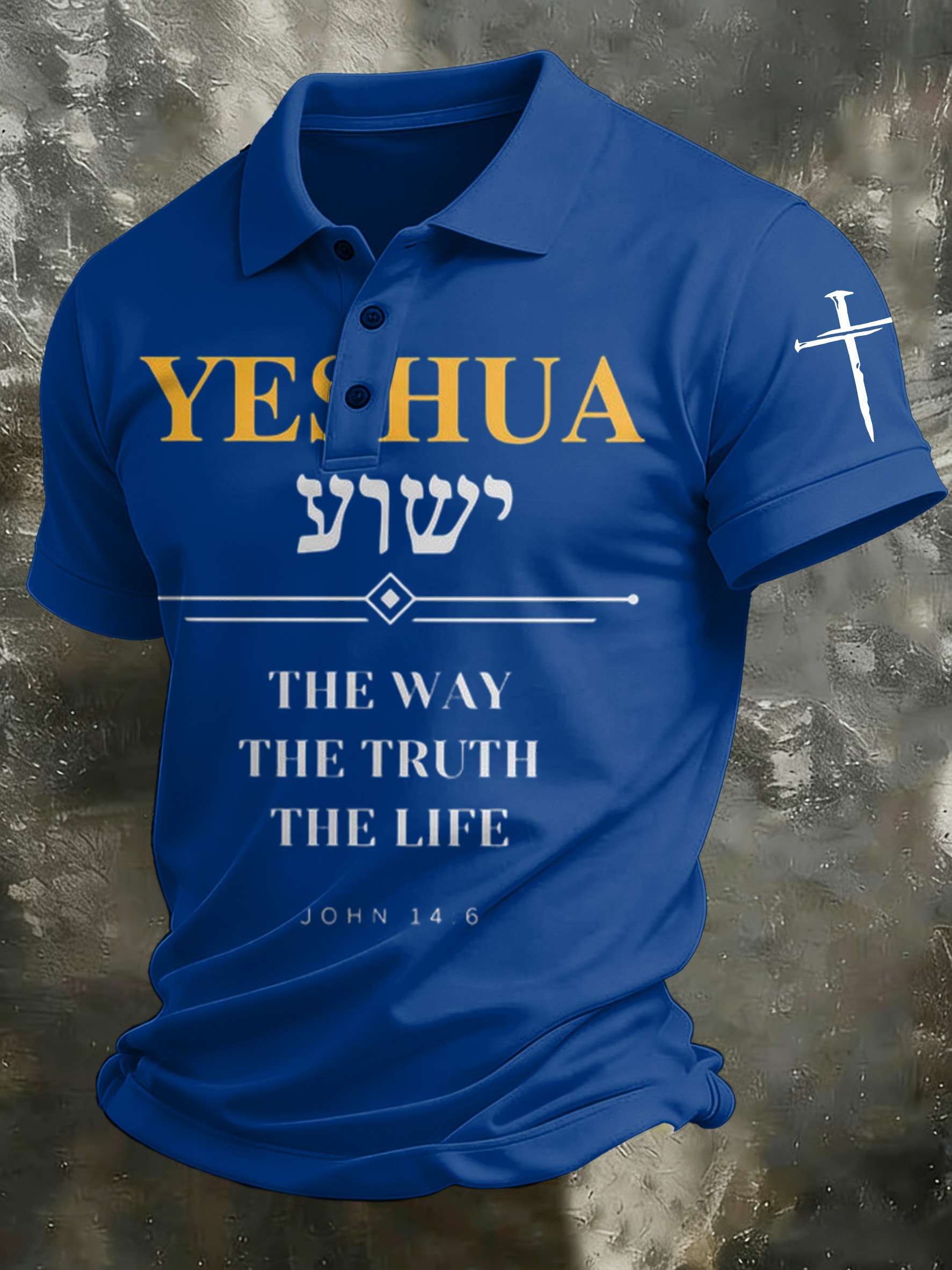 Men'S Casual Faith Jesus Collar Button Polo Shirt