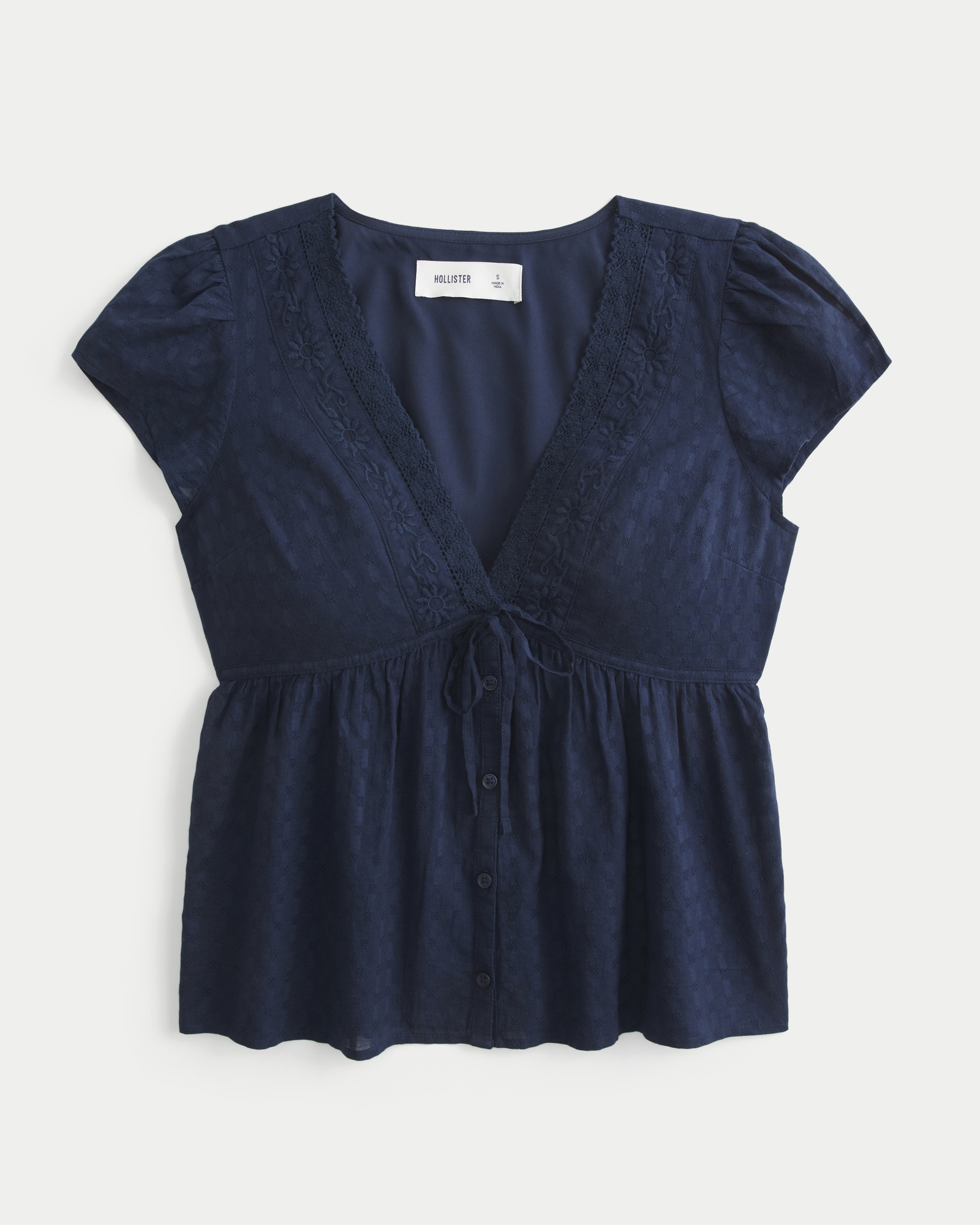Short-Sleeve Flyaway Babydoll Top