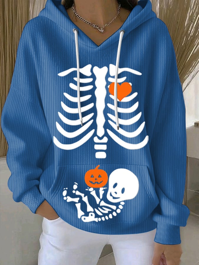 🔥HOT SALE🔥Women's Skeleton Halloween Maternity  Print Sweatshirt