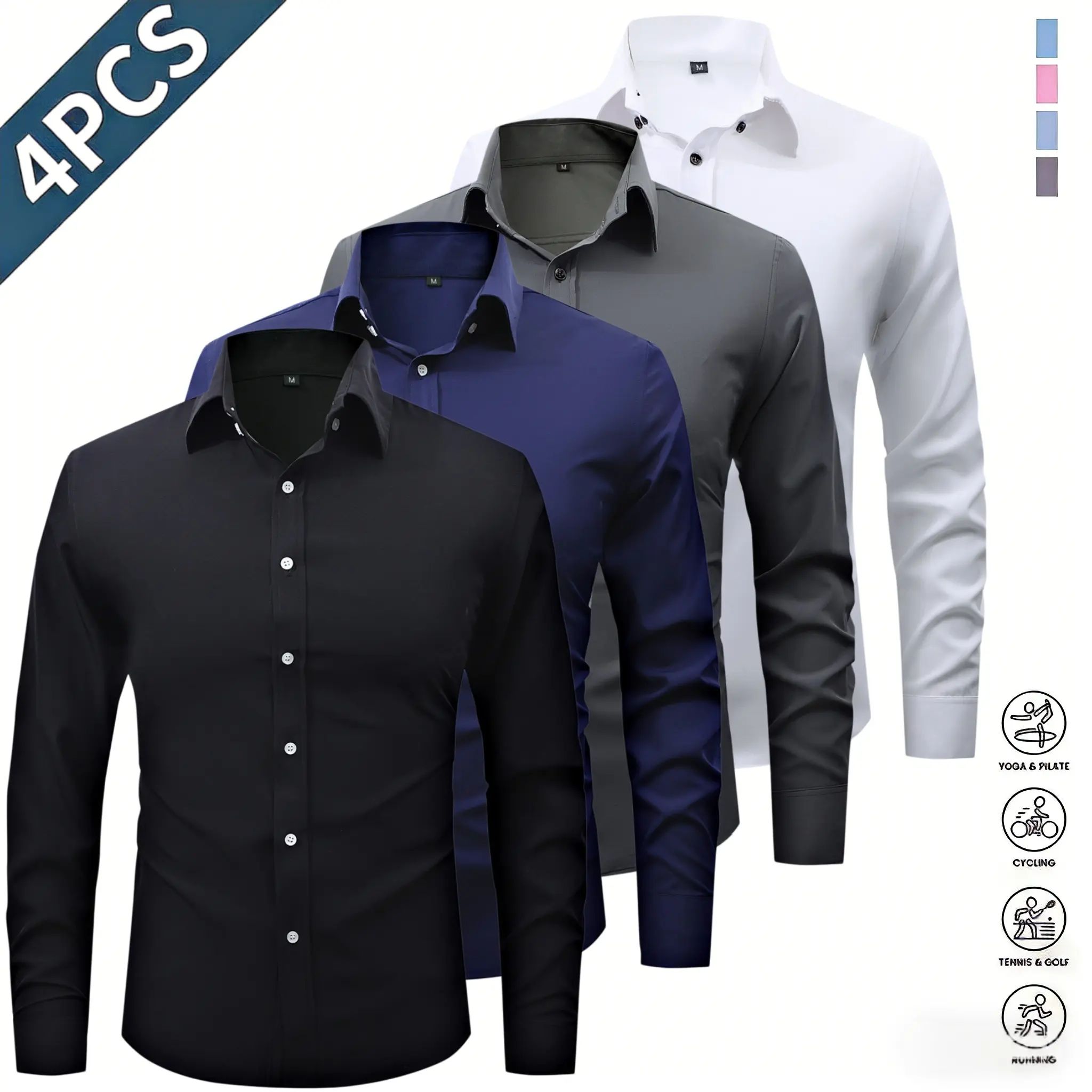 Men’s long-sleeve shirts with a notched lapel collar