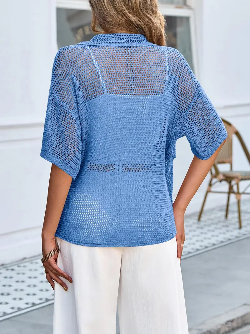 Women's Lightweight Crocheted Cardigan Sweater