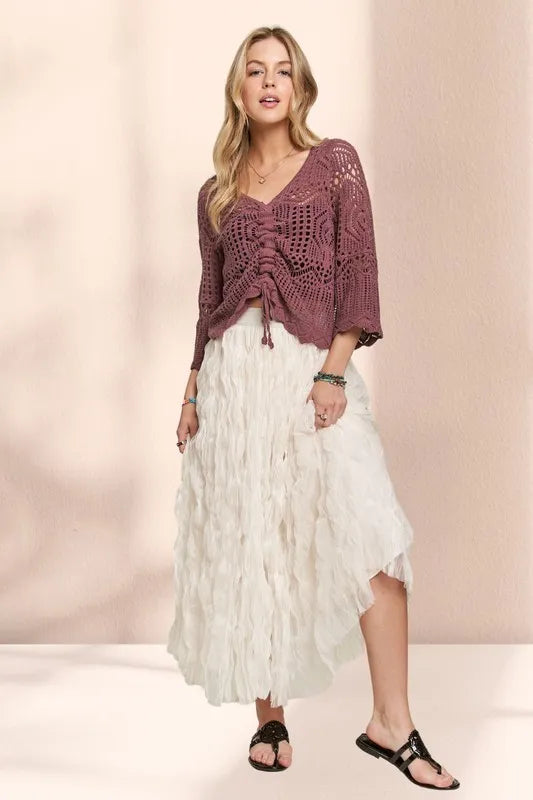 Elastic Waist Cloud Fluffy Maxi Skirt
