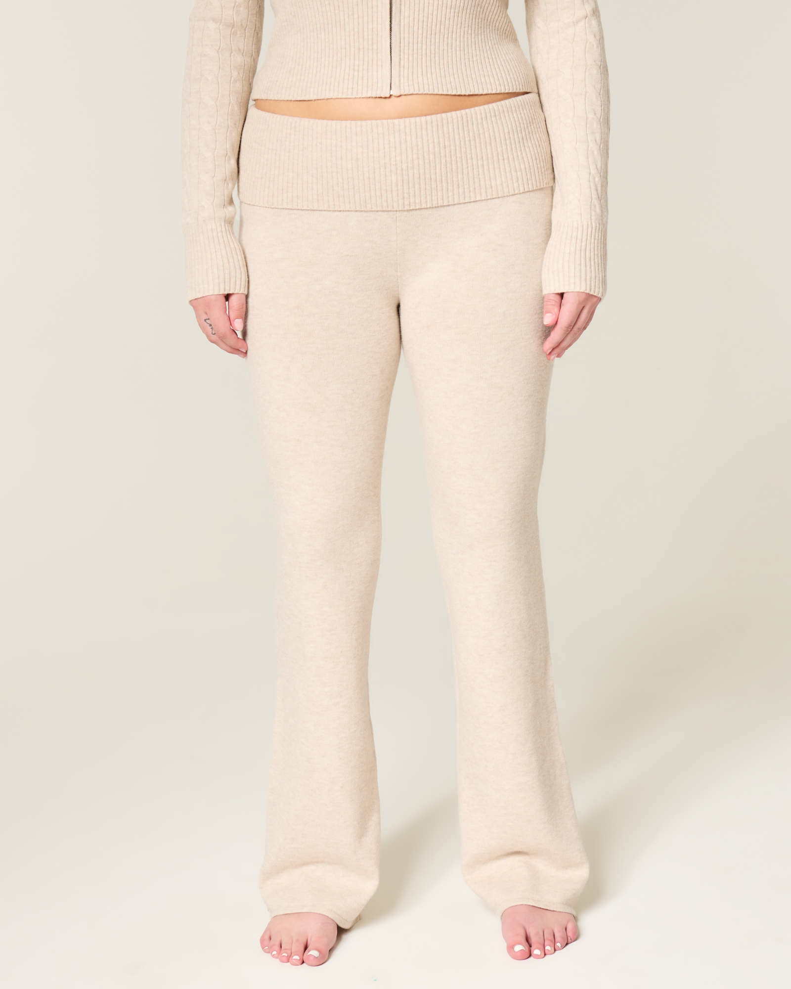 Gilly Hicks Sweater-Knit Foldover Waist Boot Pants