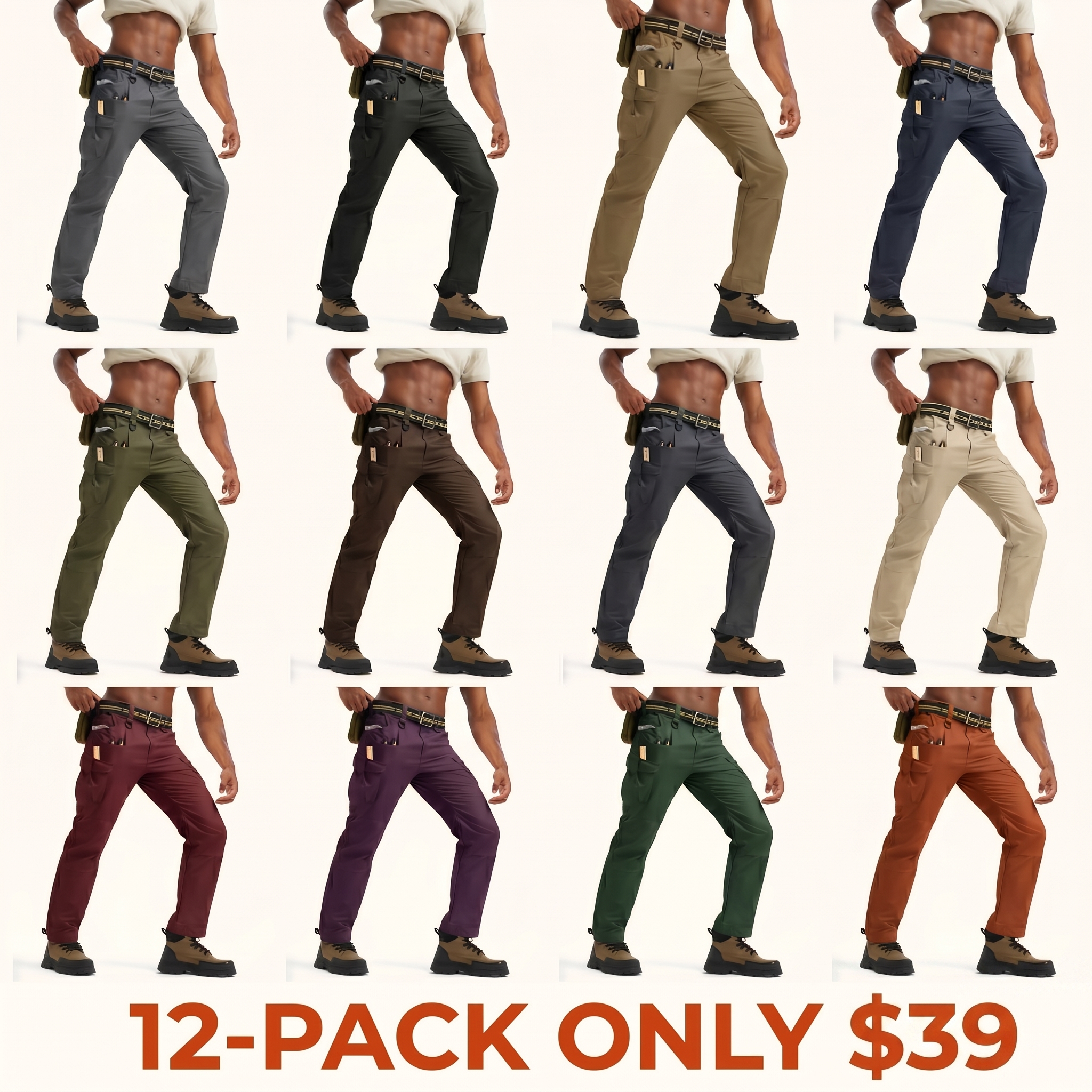 Men's Tactical Cargo Pants — Lightweight, Multi-Pocket, Water-Repellent, Ripstop