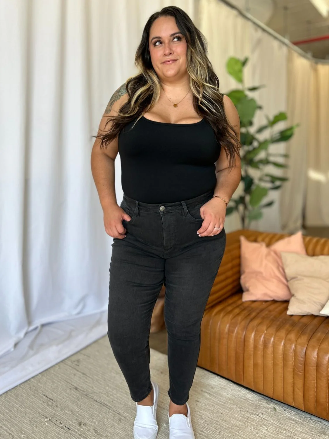 Full Size High Rise Tummy Control Skinny Jeans