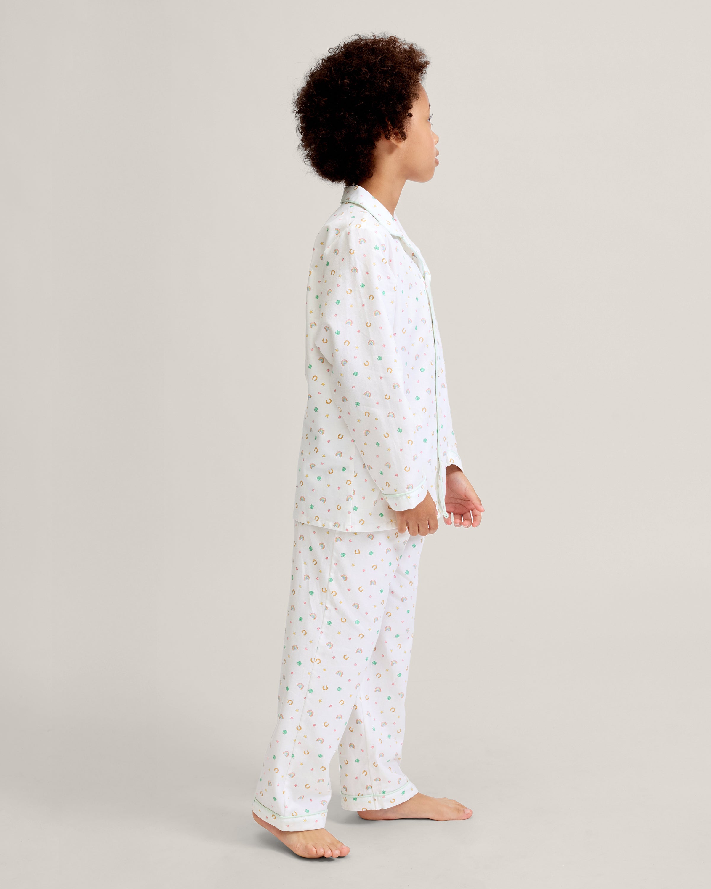 Kid's Twill Pajama Set in Good Luck Charms
