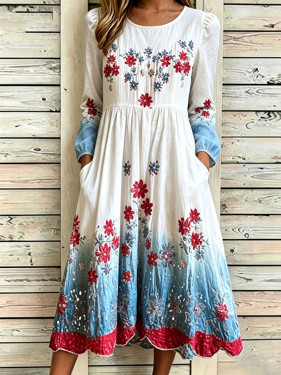 Women'S Casual American Independence Day Print Art Casual Dress