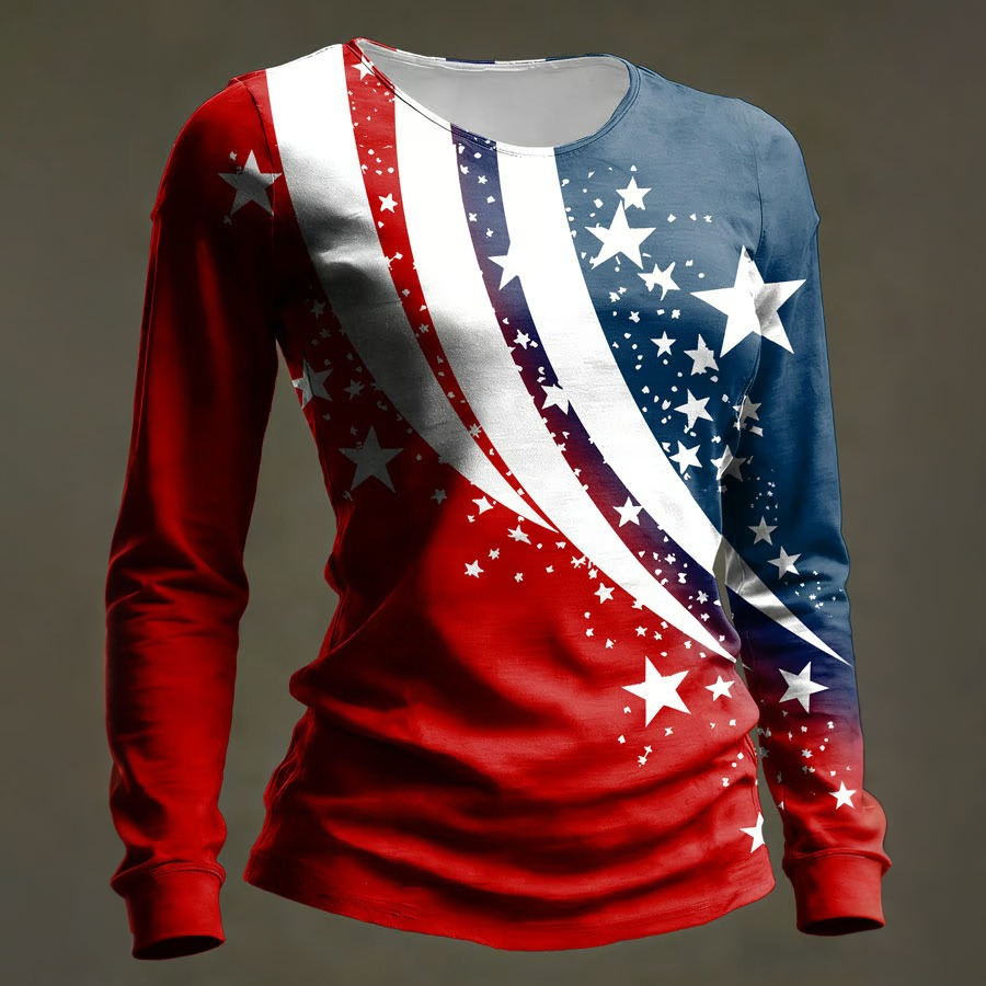 Women's 250th Anniversary National Flag Print Casual Long-Sleeved T-Shirt