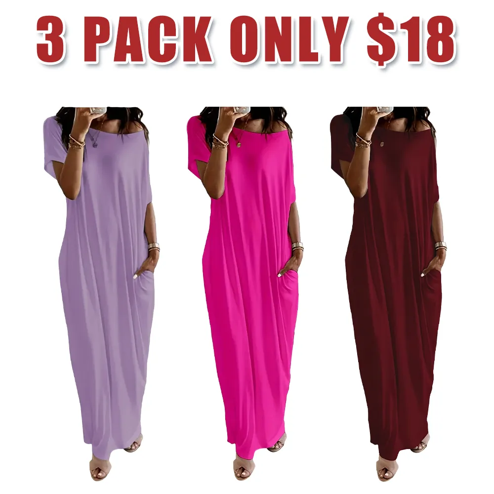 Women's Solid Color Batwing Sleeve Lounge Dress