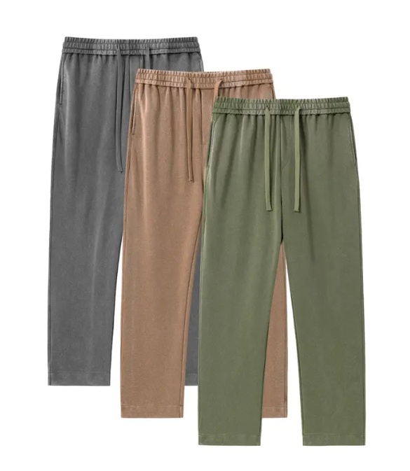 3 pack men’s acid wash, washed cotton solid color athletic casual sweatpants, all season, unisex