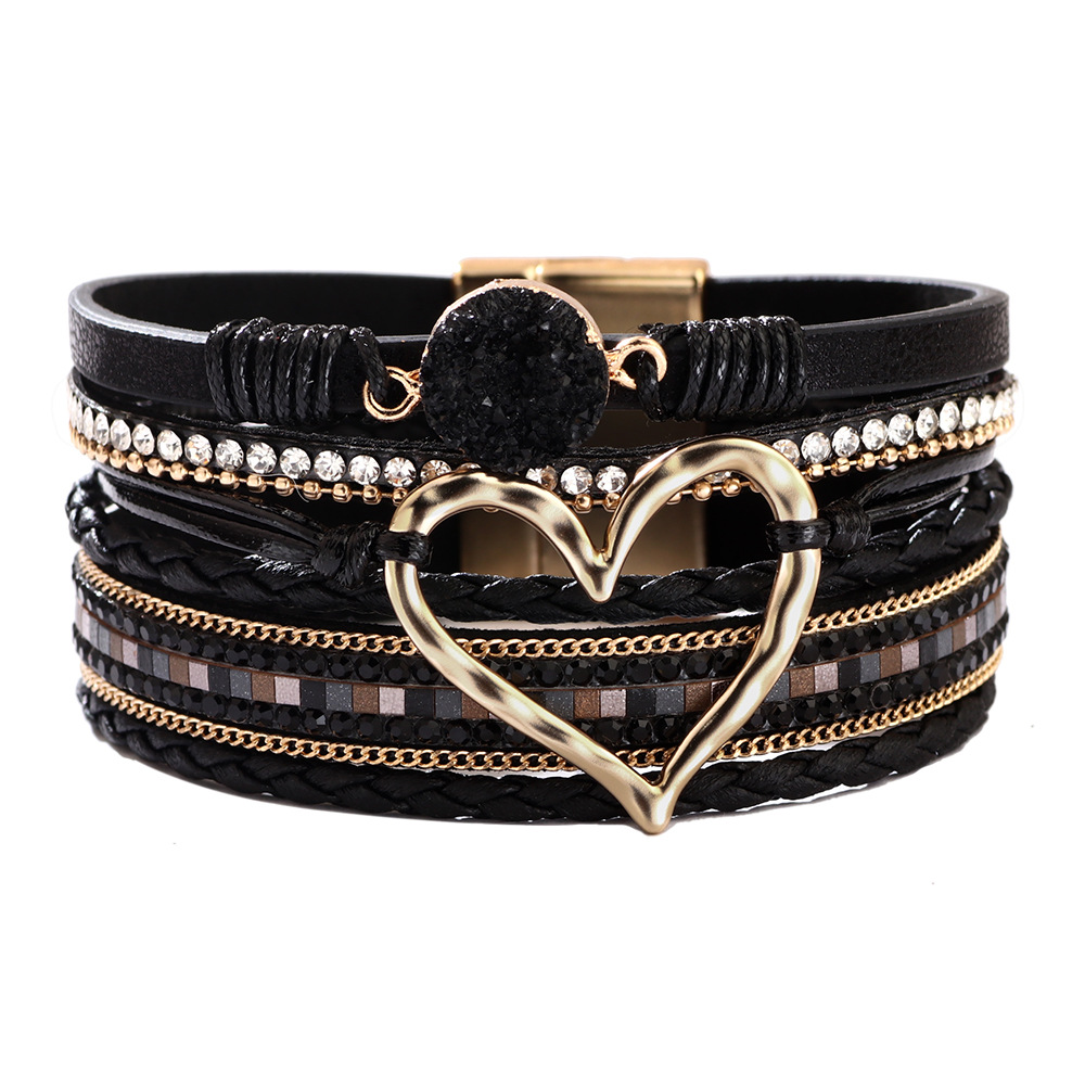 Bohemian Heart Shape Rhinestone Magnetic Bracelet