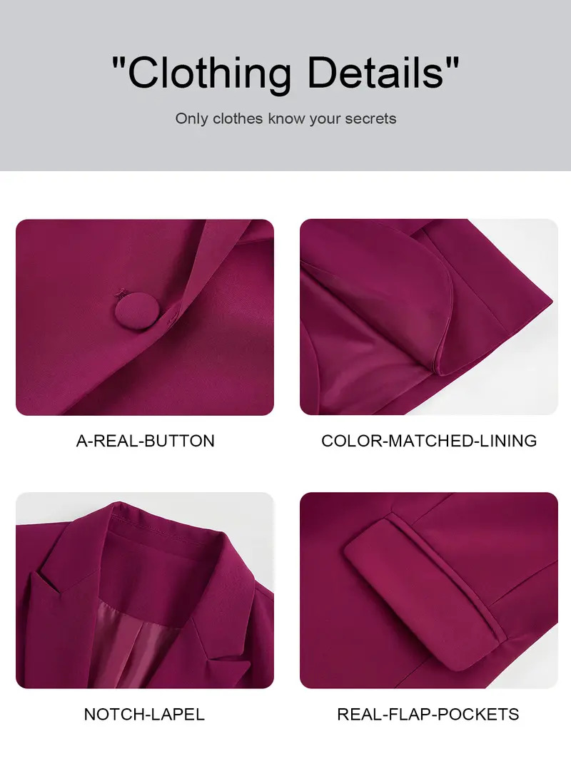 Women's Casual Blazer — Long-Sleeve, Lapel, Single-Breasted, Slim-Fit Business & Commute Jacket
