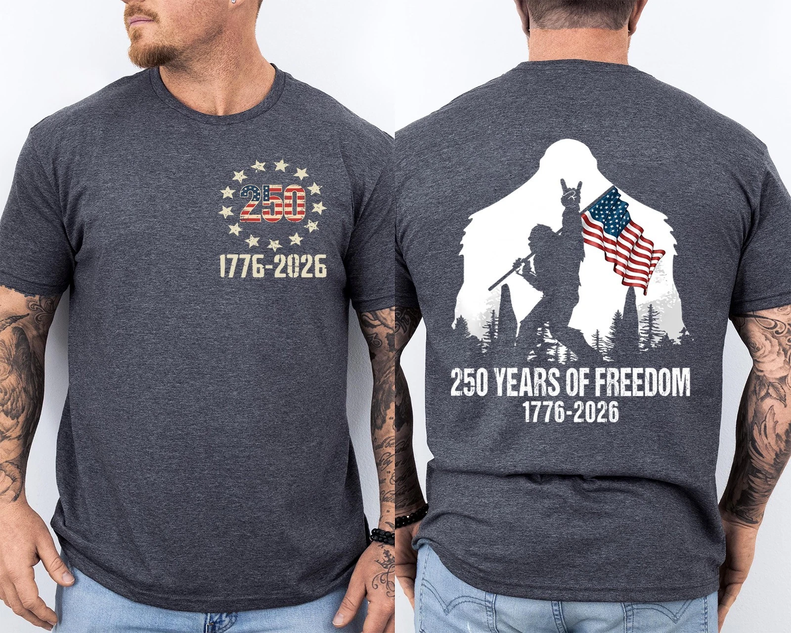 Men'S Casual American 1776-2026 Anniversary Printed Short Sleeved T-Shirt
