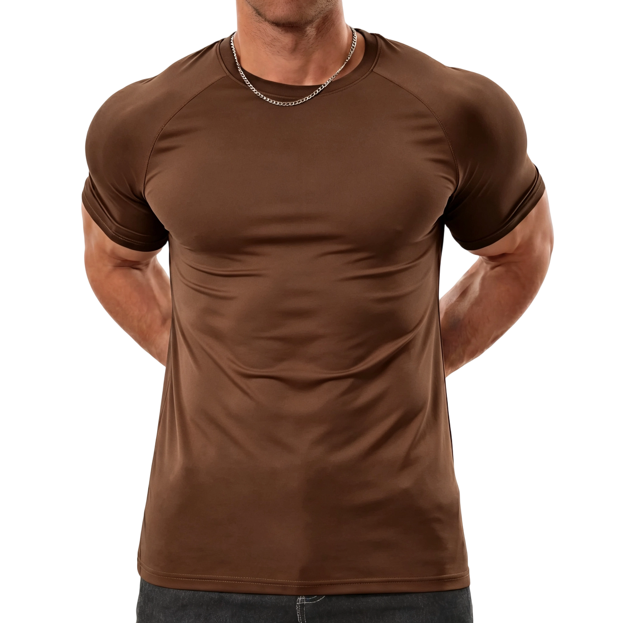 Men's Raglan Sleeve Tee, Athletic Tapered Fit, Arm-Enhancing Sleeves, Menswear Wrinkle-Resistant Stretch Fabric Gym Workout T-Shirt Fitness Running Tops