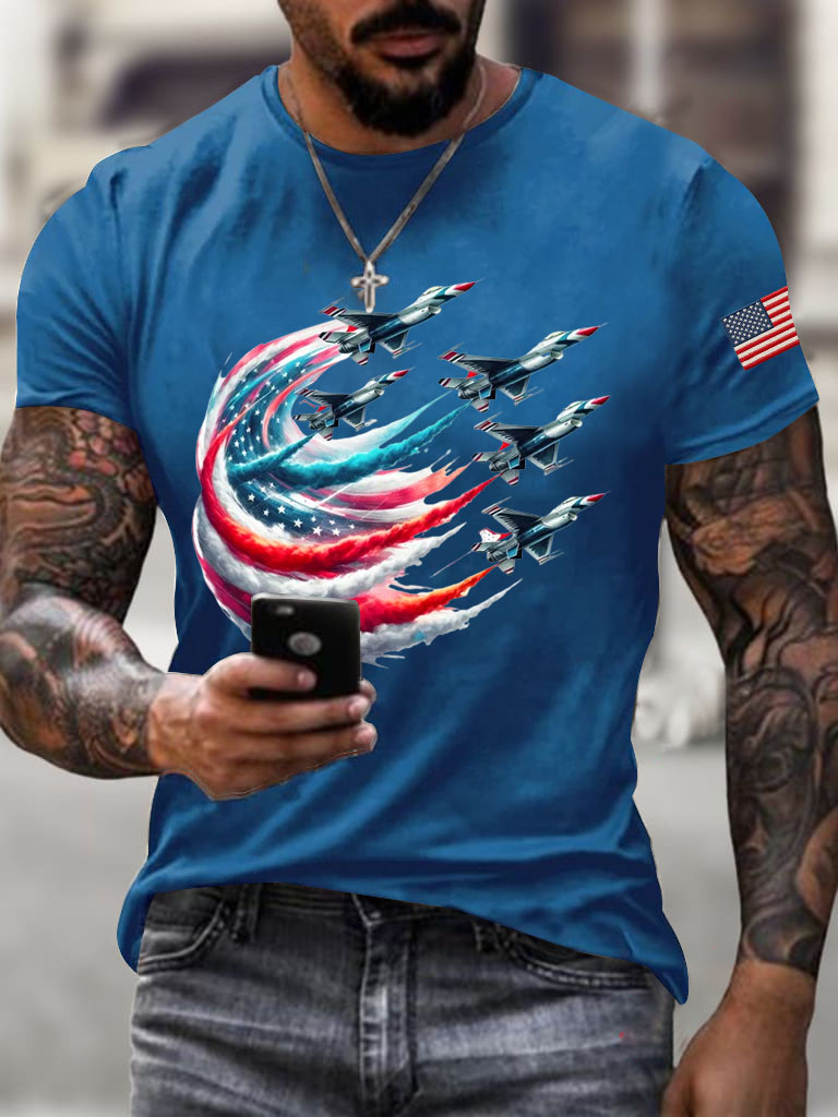 Men'S American Flag Jet Fighter T-Shirt