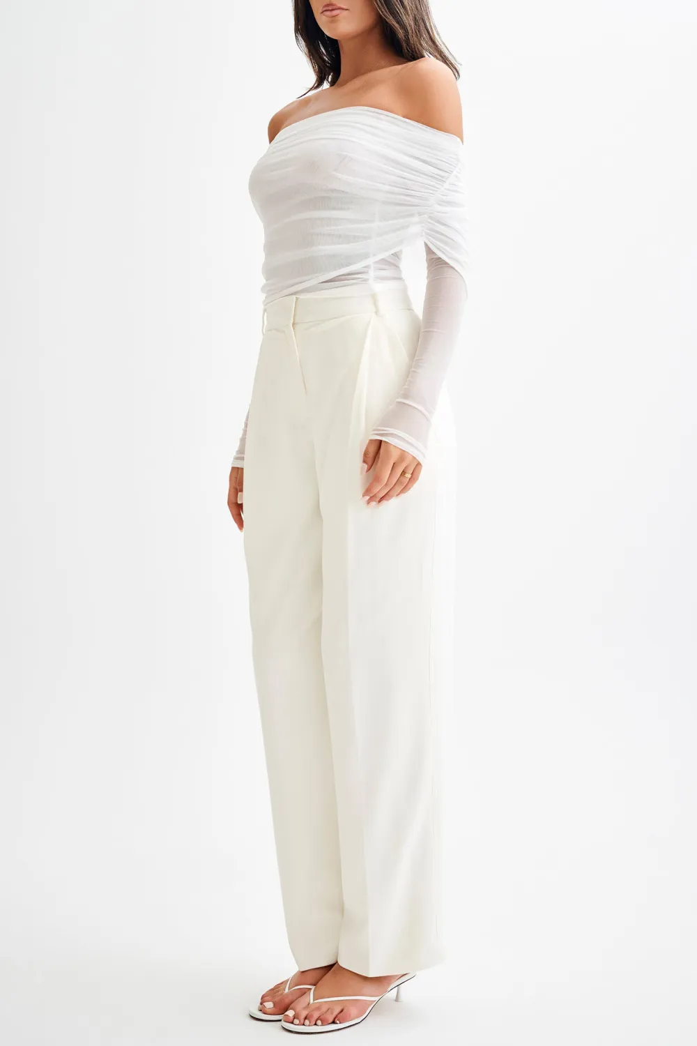 Sheer Mesh Off Shoulder Top