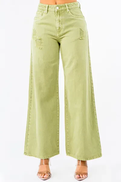 High Waist Distressed Wide Leg Jeans
