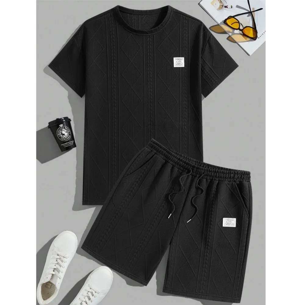 Men's Casual Sports Suit 2-Piece texture Set