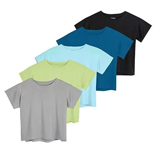 Women's Quick-Drying Cropped Top — Short-Sleeve, Crew Neck, Stretchy Athletic T-Shirt (Plus Sizes Available)