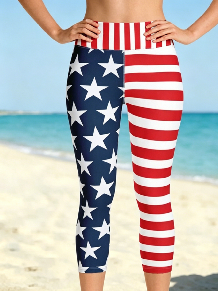 Women's Daily American 1776-2026 Founding Anniversary Celebration Printed Tight Yoga Pants