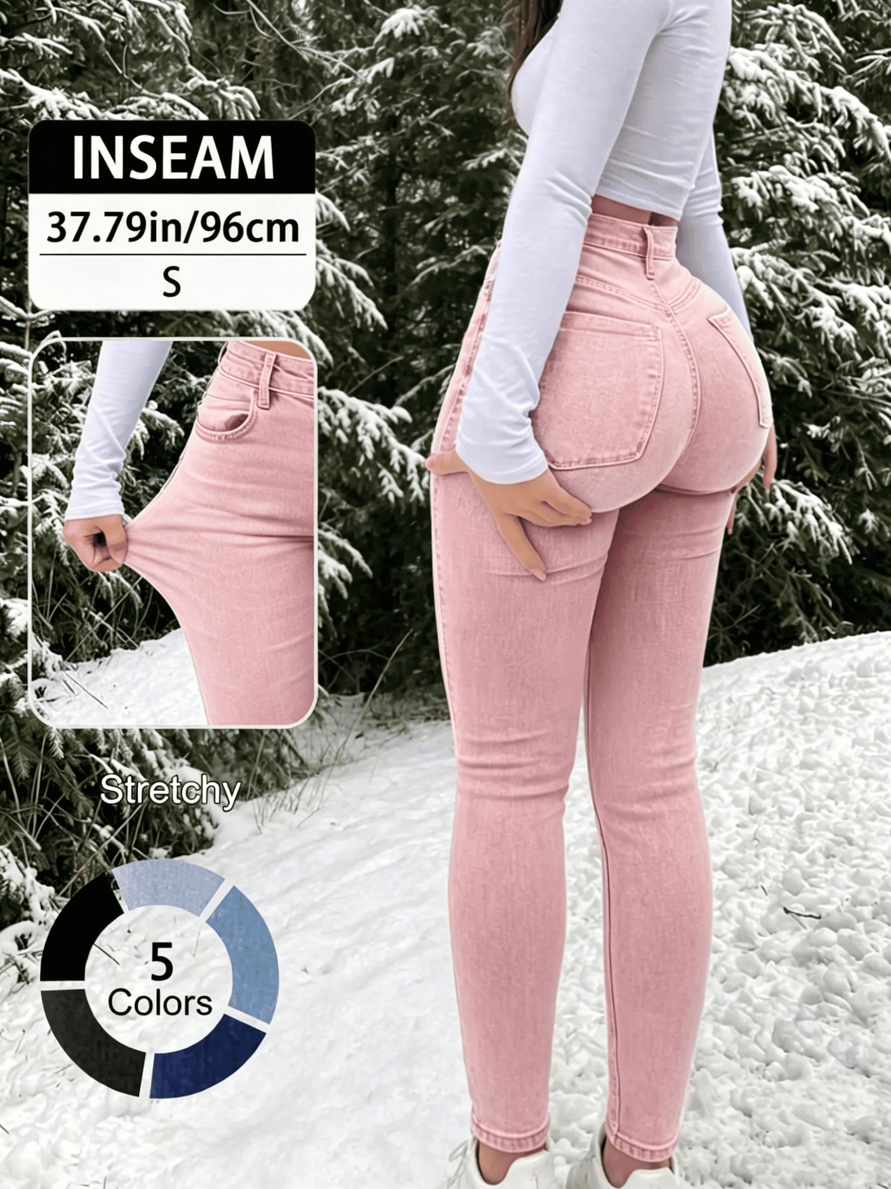Elegant High Waist Long Skinny Denim Jeans for Women