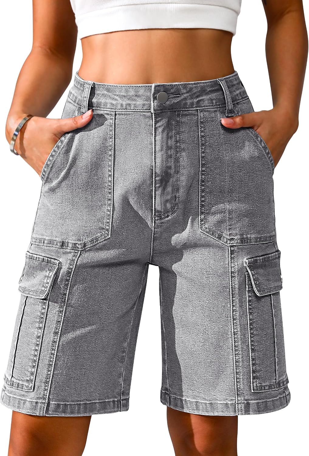 Eddoyee Women's Bermuda Cargo Shorts