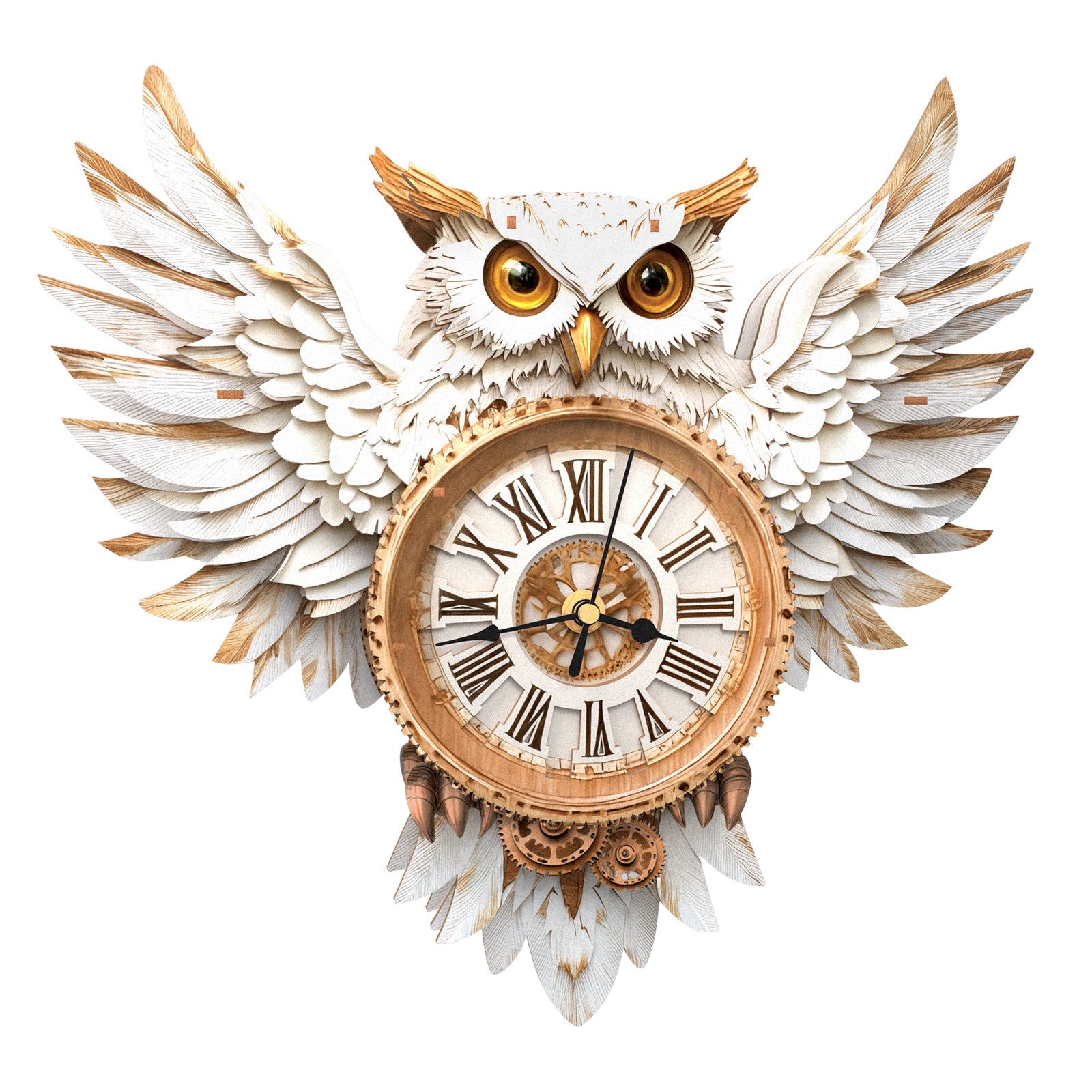 Snowy OwlDIY Wooden Clock, 3D Puzzle Craft Kit