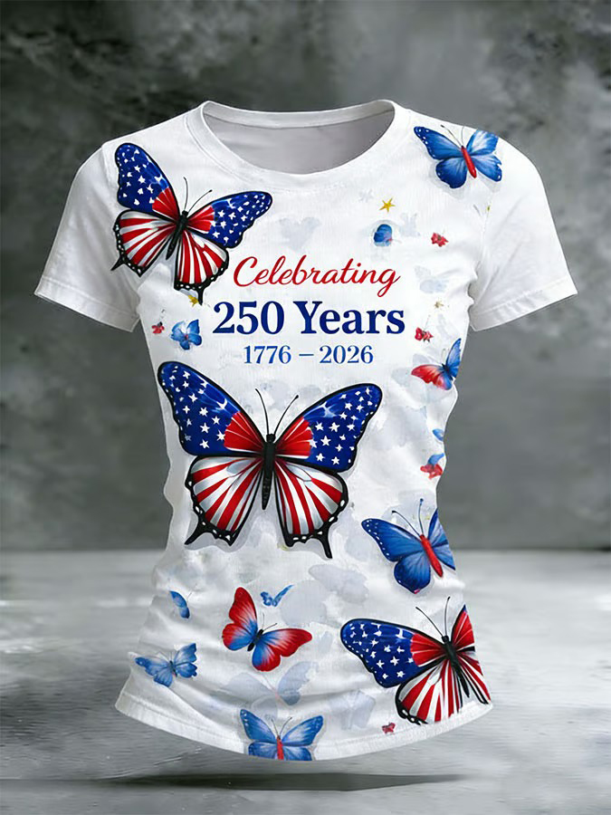 Women's American 250th Anniversary Commemorative Print Casual T-Shirt