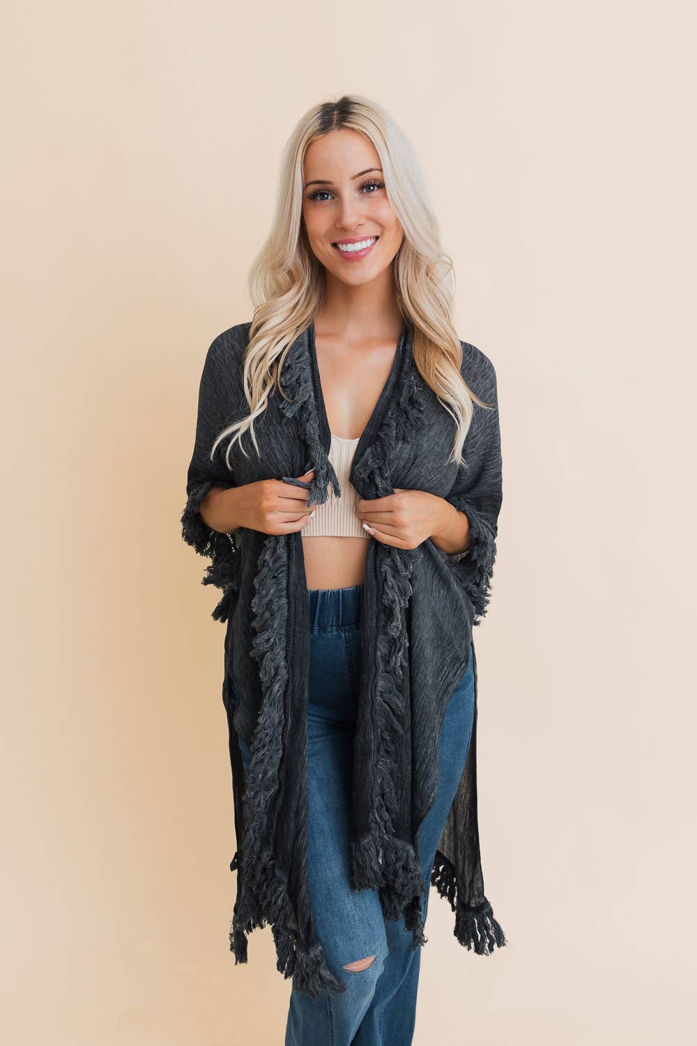 Sunbleached Fringe Ruffle Kimono