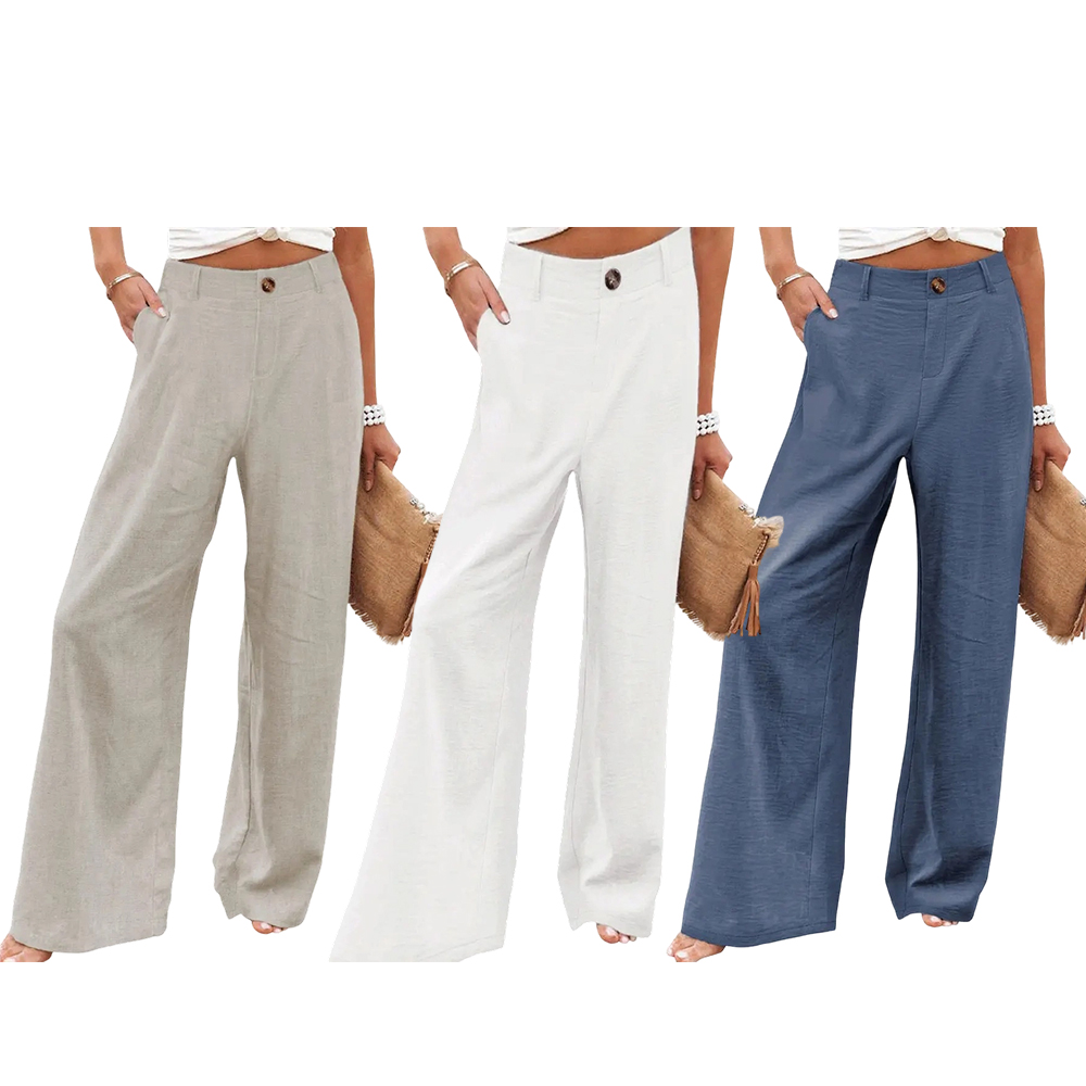 Women's Cotton Linen Pants | Summer 2026 Trendy High Waisted Wide Leg
