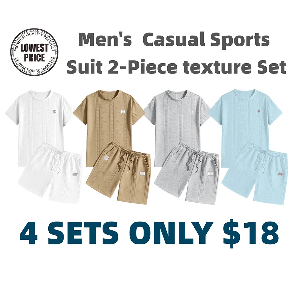 Men's Casual Sports Suit 2-Piece texture Set