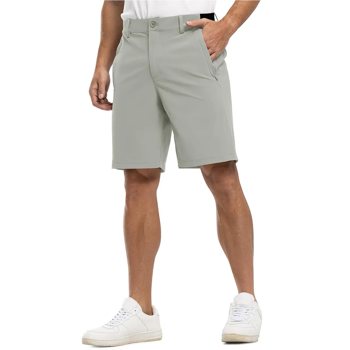 Men's 4-Way Stretch Shorts Quick Dry Casual Work Golf Pants Lightweight Breathable Zip Pockets Pants Summer Outdoor Bottoms