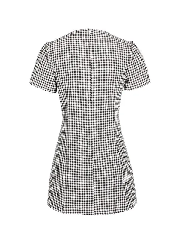 Women's Plaid Print Button Decor V Neck Shortsleeve (Just $4 Each!)