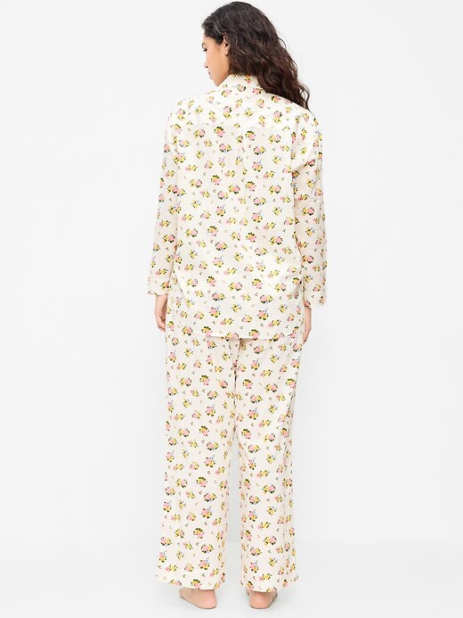 Poplin Pajama Pant Set White Floral
