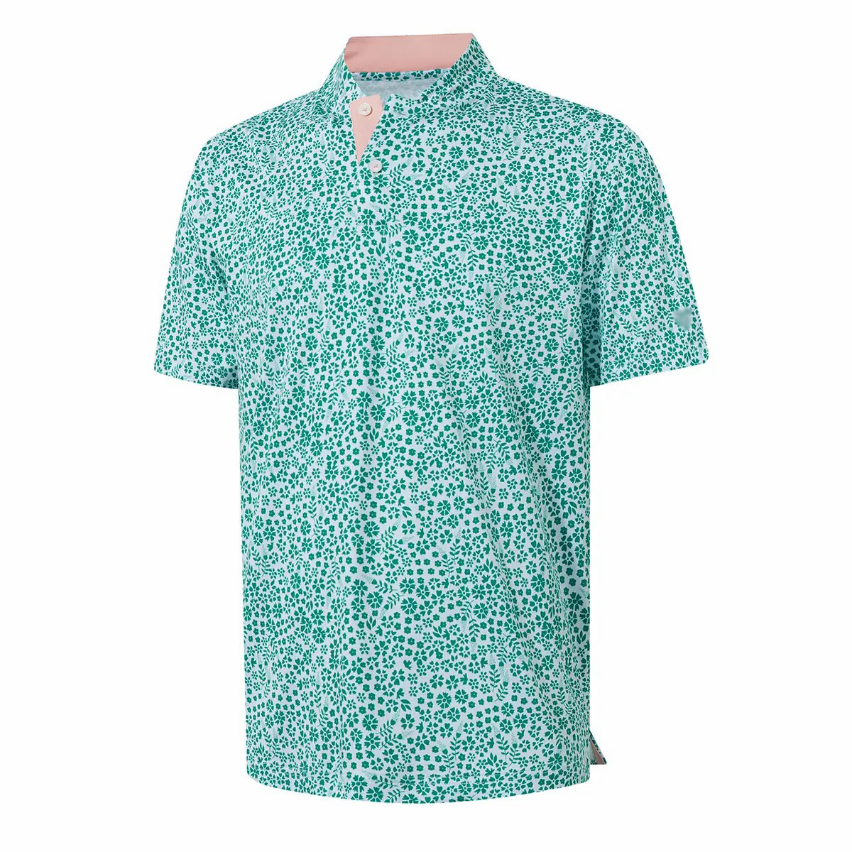 Men's Collarless Performance Golf Shirt – Dry Fit Stretch Henley with Printed Design