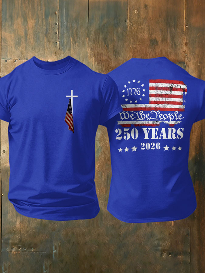 Men's American Flag Commemorative 250th Anniversary Classic Pattern Short Sleeve T-shirt