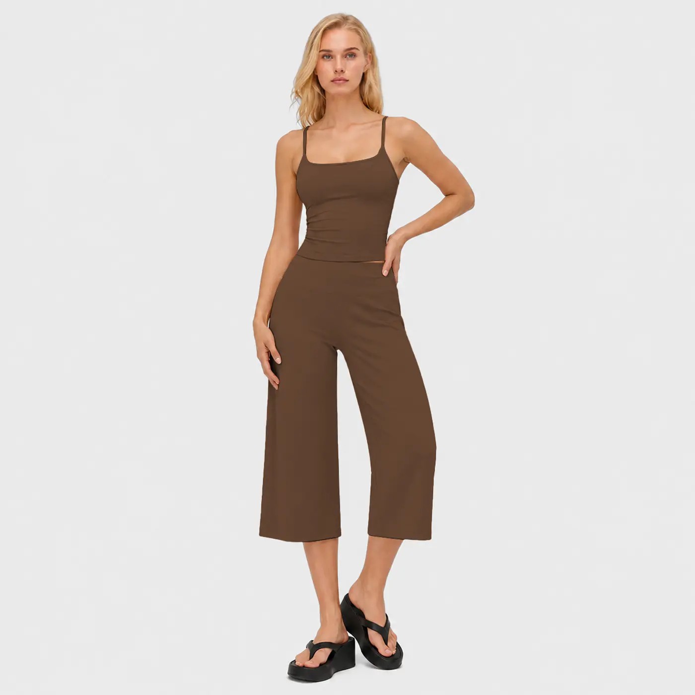 Women's 2-Piece Athleisure Workout Set – Slimming Camisole Tank & High Waisted Quick-Dry Shorts