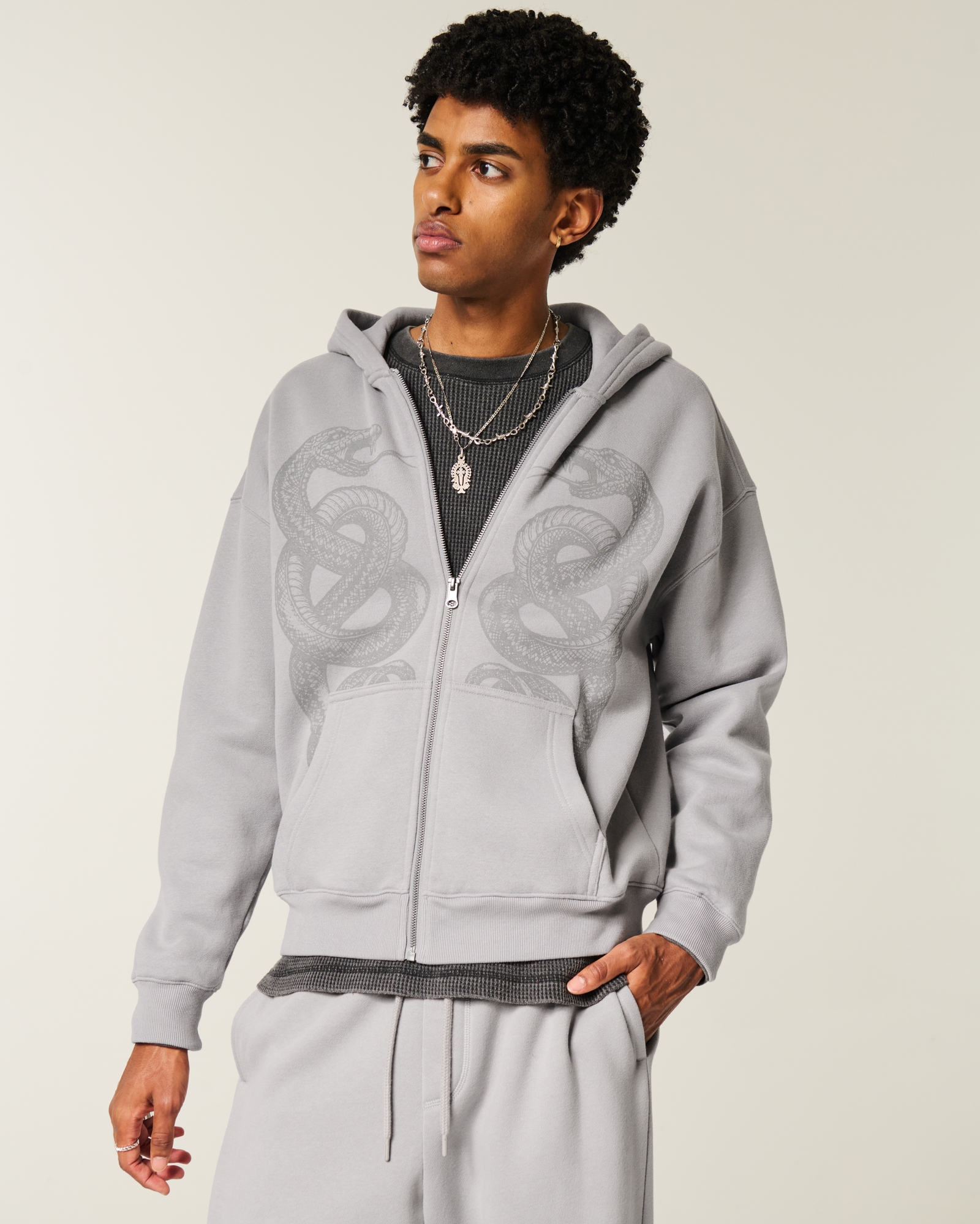 Boxy Zip-Up Hoodie