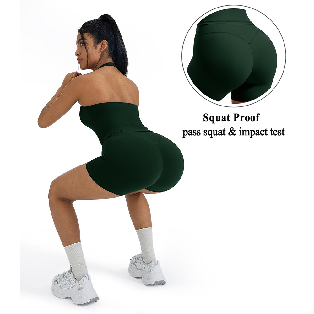 Two-Piece Women's Halter Top & High Waist Shorts Sports Set