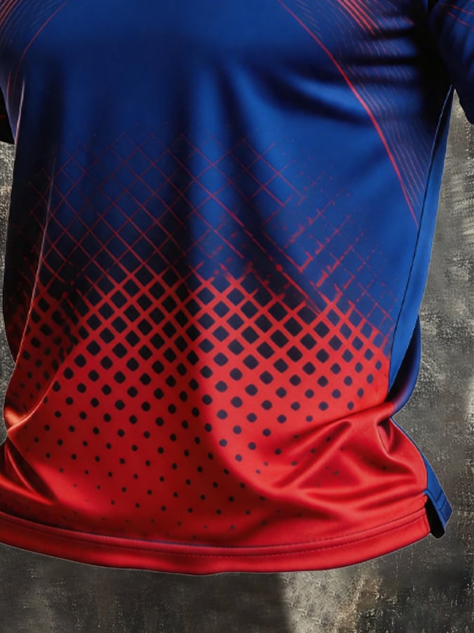 Men's Retro Patriotic Color-Block Short-Sleeve Polo Shirt