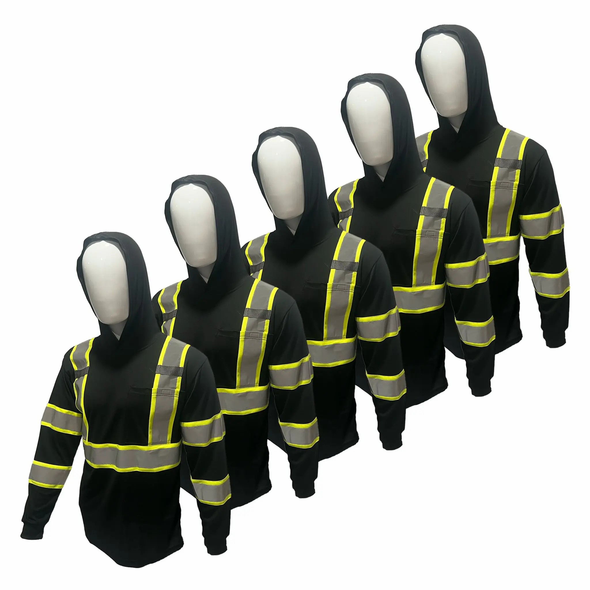 High Visibility Hoodie Long Sleeve Safety Shirt with hoodie Polyester Birdeye Mesh in various color