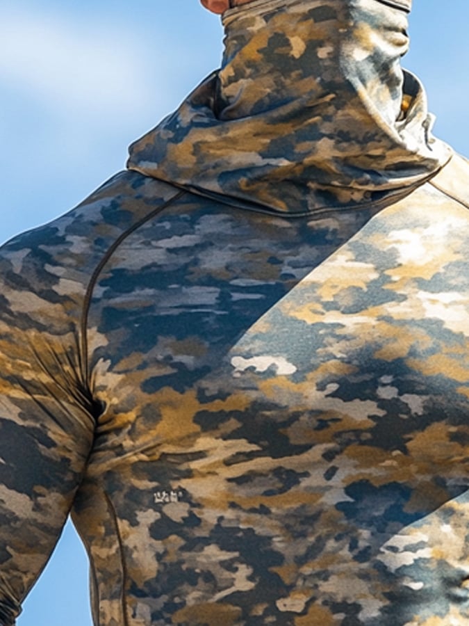 Men's Outdoor Sun Protection Breathable Cool Hooded Sun Protection Long-Sleeved Top
